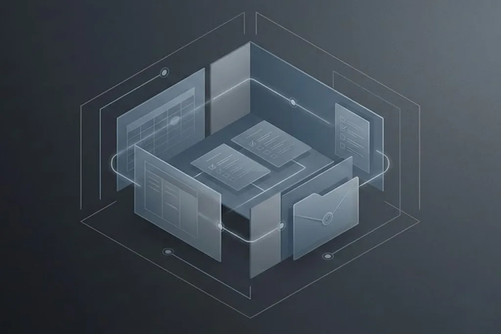 Abstract illustration representing operational discipline in high-trust security environments through layered digital governance systems.