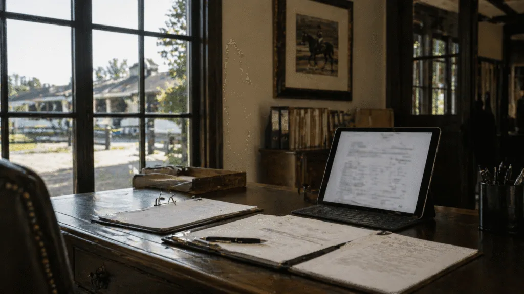 Office desk with laptop for staff vetting and background screening in Wellington