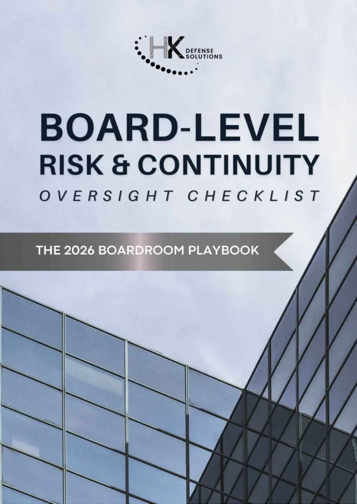 Cover of HK Defense Solutions Board-Level Risk and Continuity Oversight Checklist
