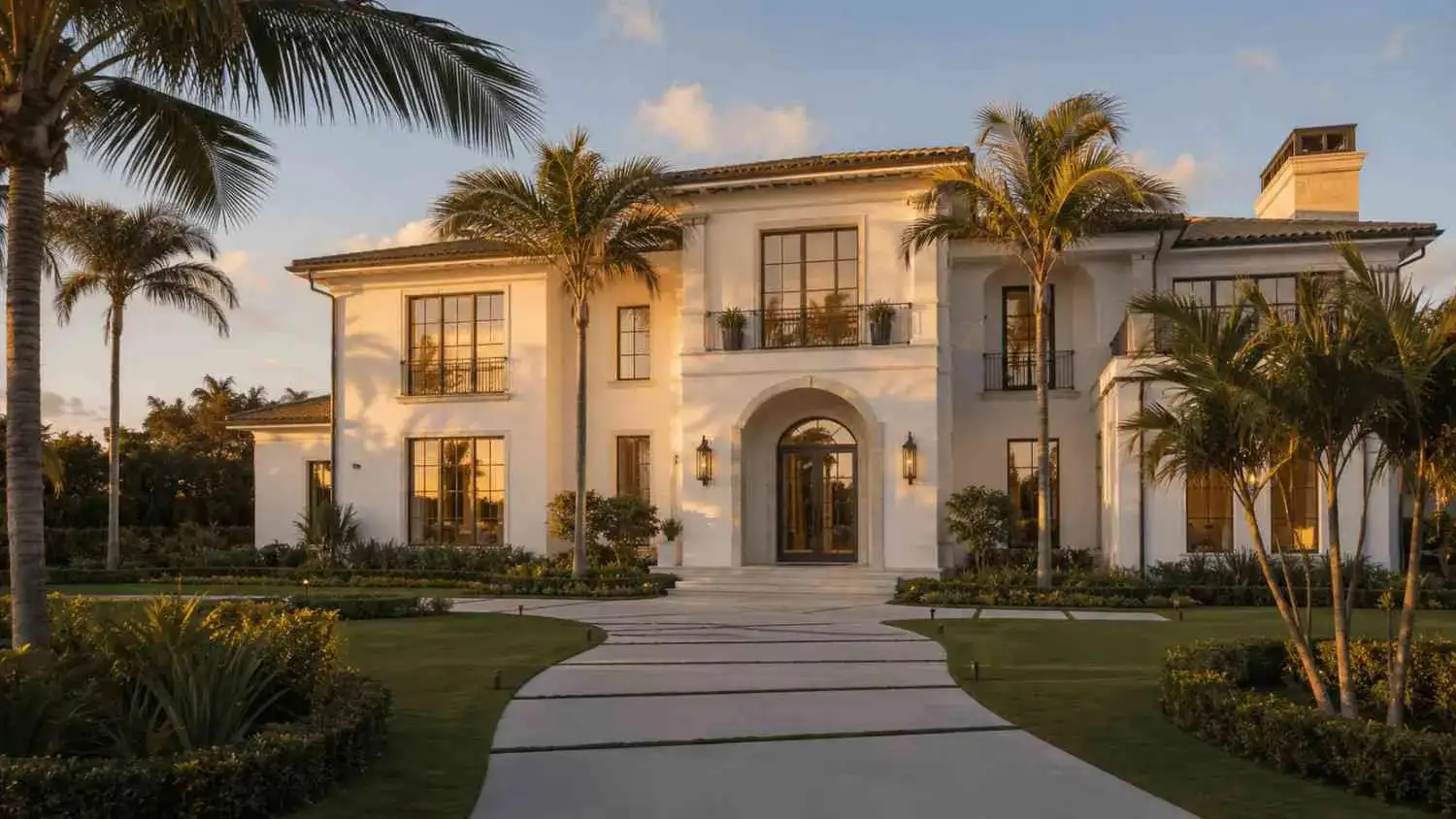 Coastal Mediterranean villa at sunset