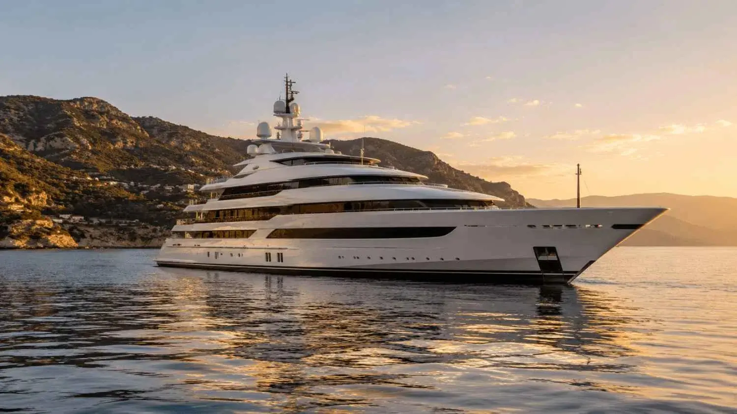 Luxury yacht at golden hour