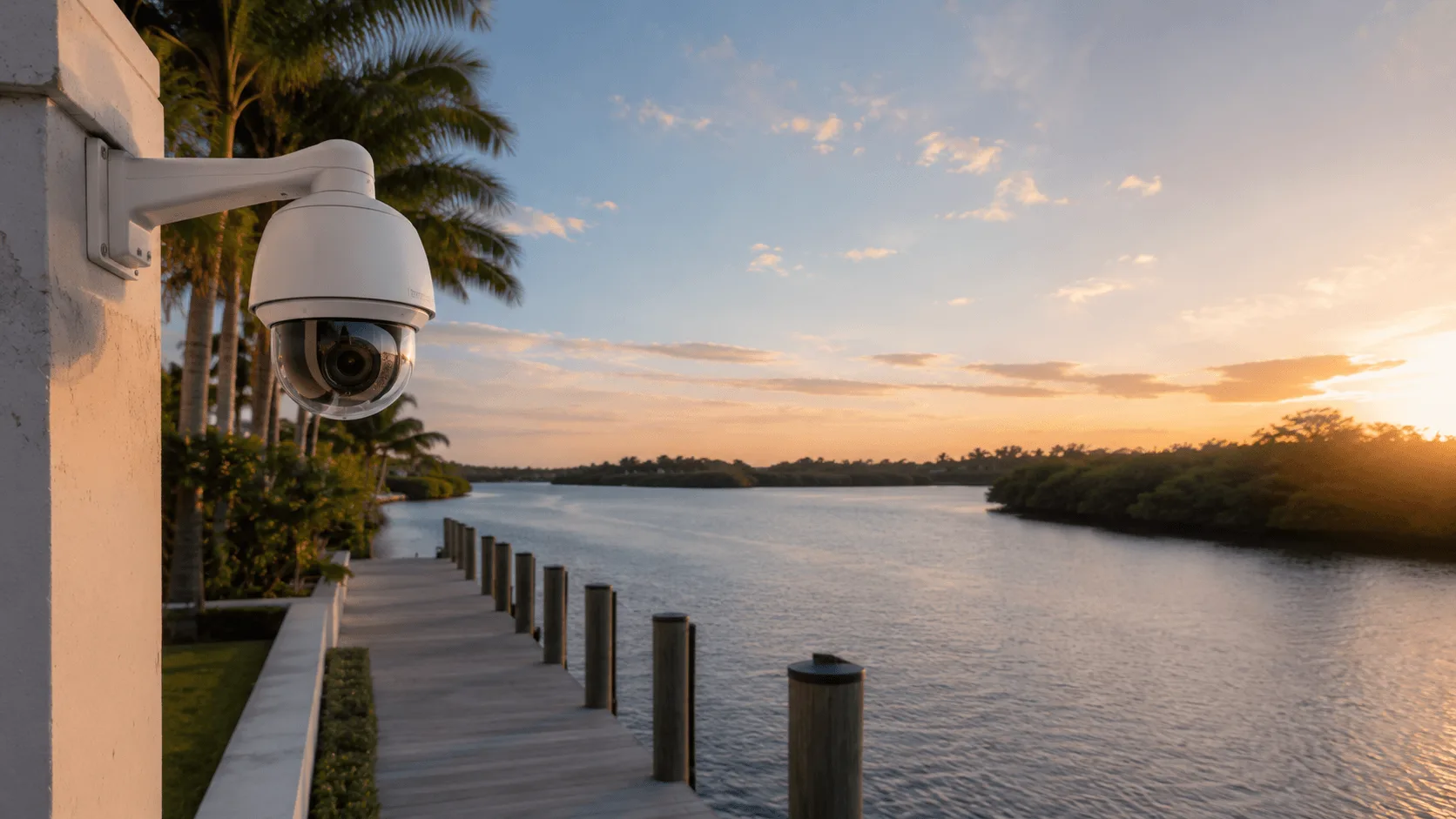 Private Estate Dock Security Camera on Intracoastal Waterway
