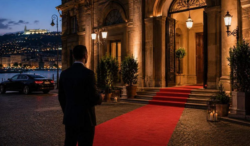 Advance work at a Naples event venue before a gala
