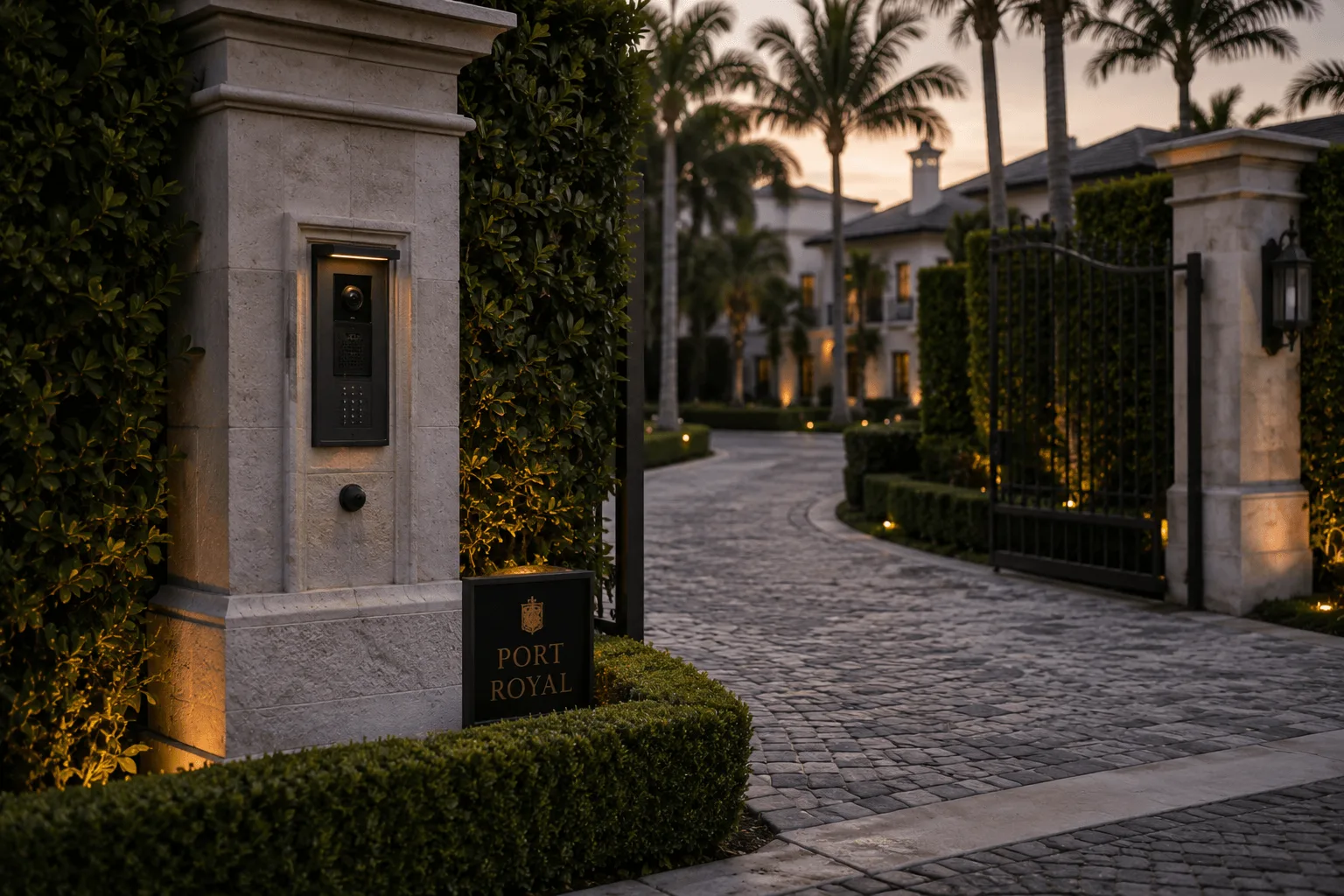 Discreet integrated access control at a Port Royal estate entrance
