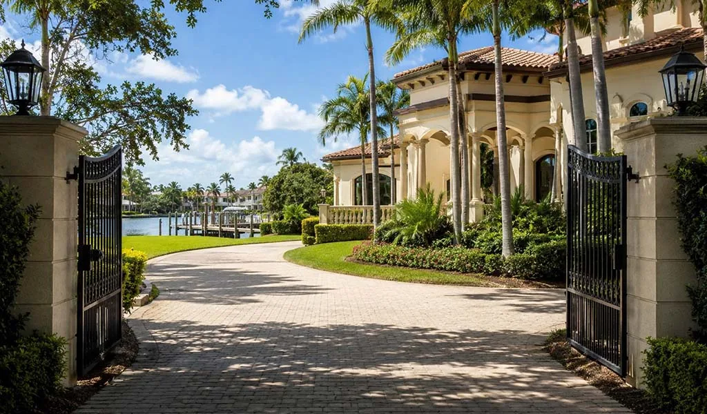 Luxury gated waterfront estate in Jupiter overlooking a private canal