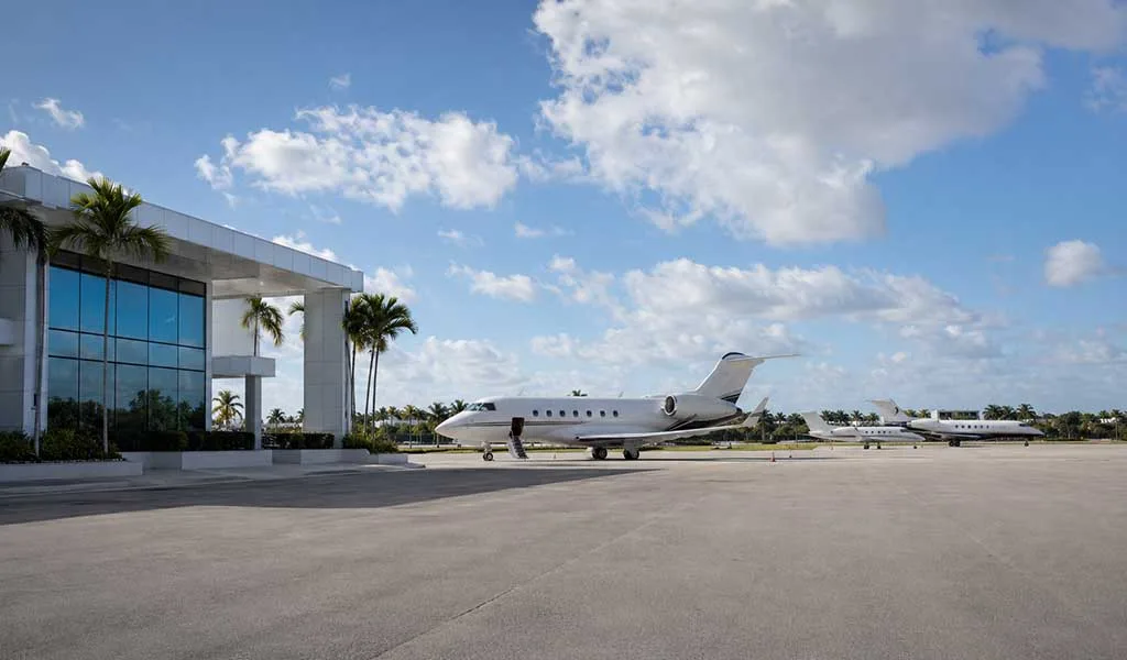 Private aviation facilities at Palm Beach International Airport.