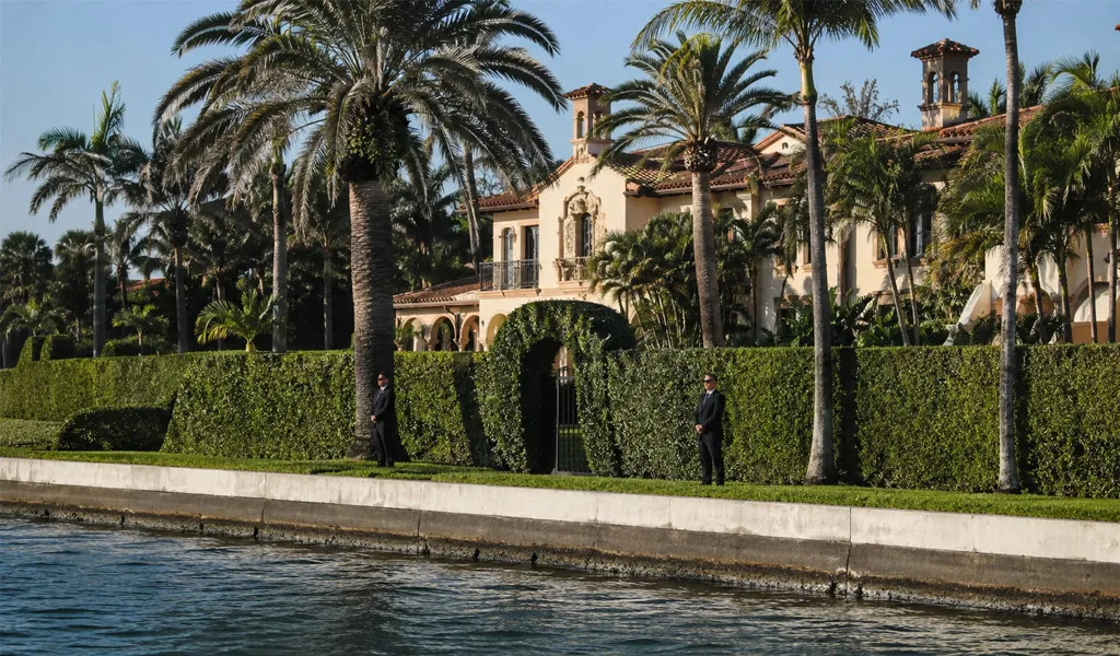 Palm Beach Island luxury estate near the Mar-a-Lago security zone with enhanced perimeter security