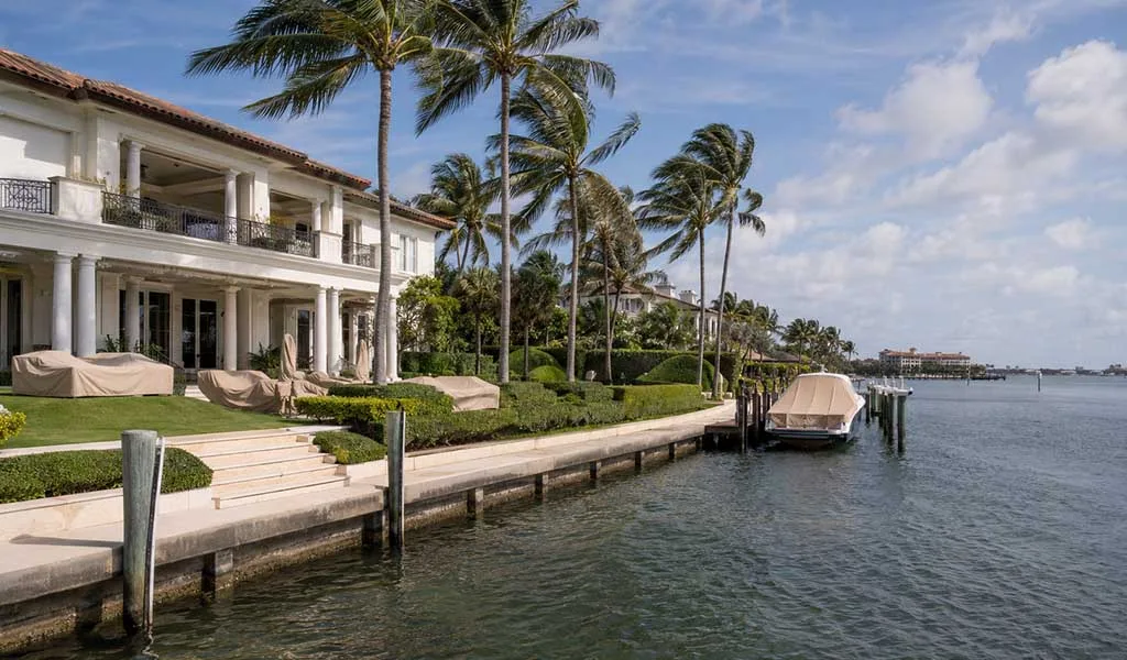 Luxury waterfront estate on Palm Beach Island prepared before hurricane season