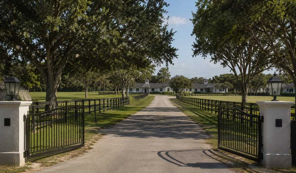Large Wellington equestrian estate with long private drive and quiet surroundings